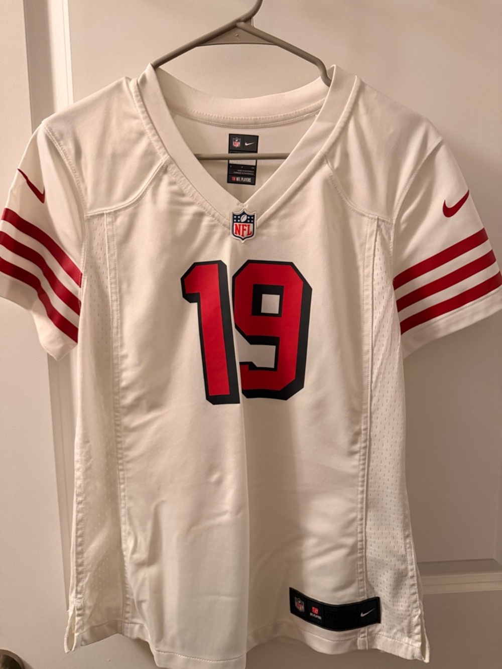 Nike White and Red #19 Football Jersey